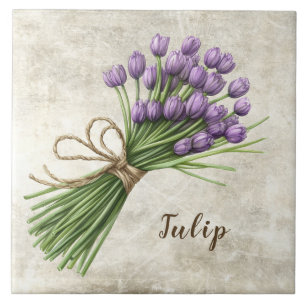 Azulejo Cerámico Falso de Tulipán Floral Rústico