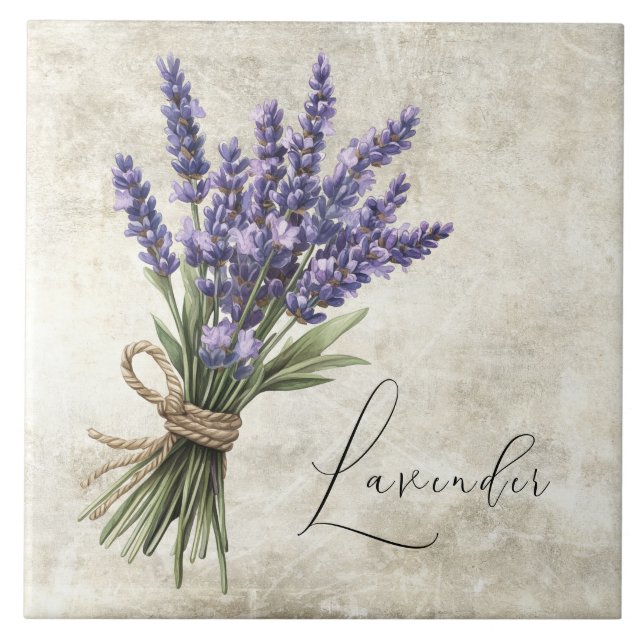 Azulejo Cerámico Falso Floral Rústico Lavanda (Frente)
