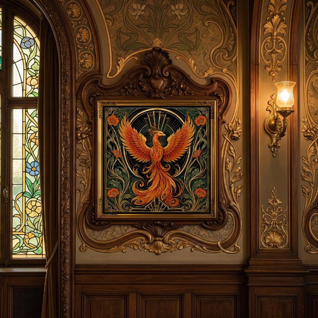 AZULEJO CERÁMICO FÉNIX ARDIENTE ART DÉCO   (Subido por el creador)