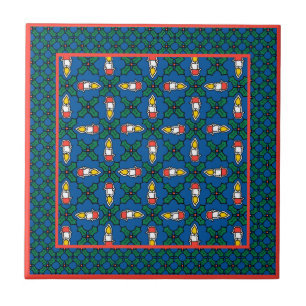 Azulejo Cerámico Festivo, Navidad Acebo y Velas