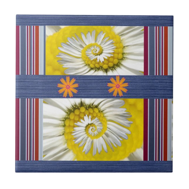 Azulejo Cerámico Flor Blanca Margarita (Frente)