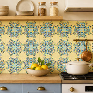 Azulejo Cerámico Floral Art Nouveau en Crema Mante