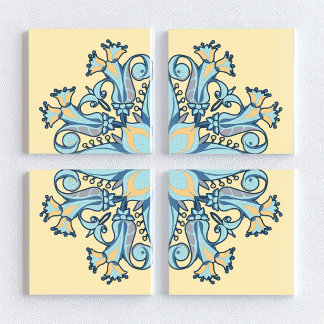 Azulejo Cerámico Floral Art Nouveau en Crema Vaini