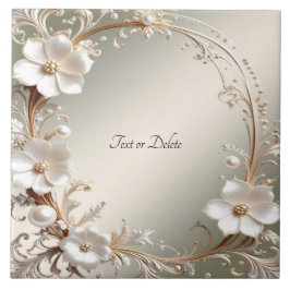 Azulejo Cerámico Floral Blanco Ornamentado