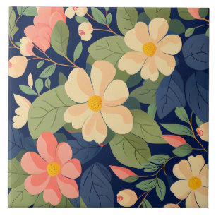 Azulejo Cerámico Floral Botánico Rosa Melocotón Na