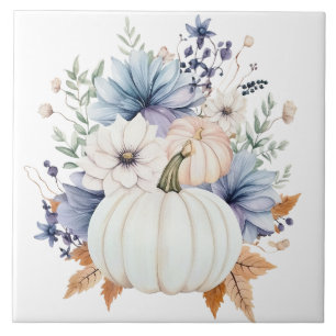 Azulejo Cerámico Floral de Calabaza de Otoño
