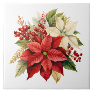 Azulejo Cerámico Floral de Nochebuena
