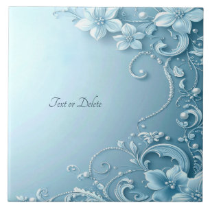 Azulejo Cerámico Floral Decorativo Azul