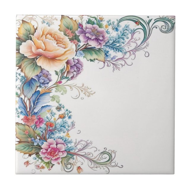 Azulejo Cerámico Floral Flores  (Frente)
