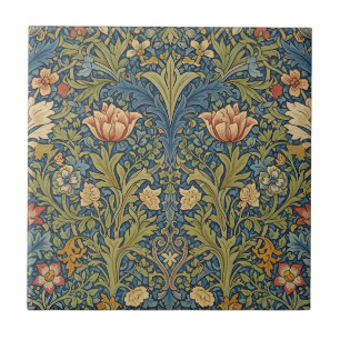 Azulejo Cerámico Floral Inspirado en William Morri