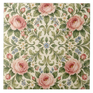 Azulejo Cerámico Floral Jardín de Rosas Vintage
