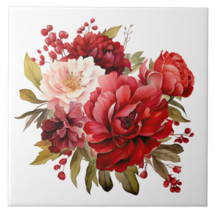 Azulejo Cerámico Floral Navideño