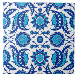 Azulejo Cerámico Floral Otomano Iznik   Hoja Saz T