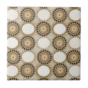 Azulejo Cerámico Floral Redondo Beige