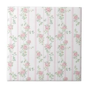 Azulejo Cerámico Floral Rosa