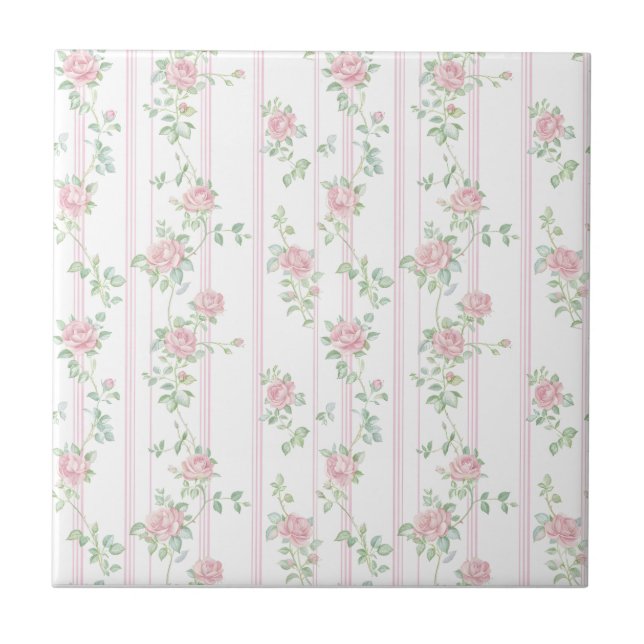 Azulejo Cerámico Floral Rosa (Frente)