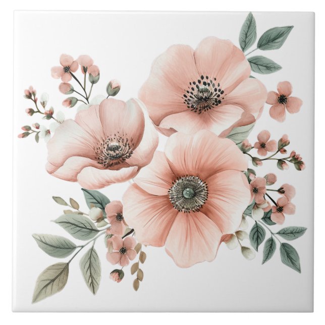 Azulejo Cerámico Floral Rosa Pastel (Frente)