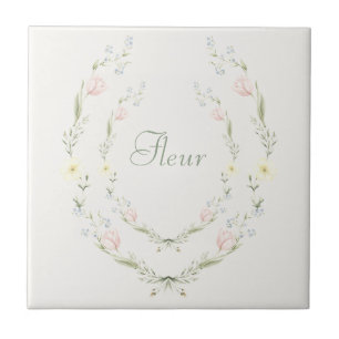 Azulejo Cerámico Francés Floral Vintage Fleur Past