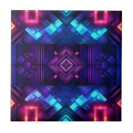 Azulejo Cerámico Geométrico Azul Enlazado Rosa