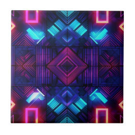 Azulejo Cerámico Geométrico Azul Enlazado Rosa
