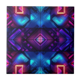 Azulejo Cerámico Geométrico Azul Enlazado Rosa