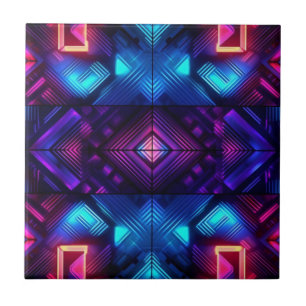 Azulejo Cerámico Geométrico Azul Enlazado Rosa