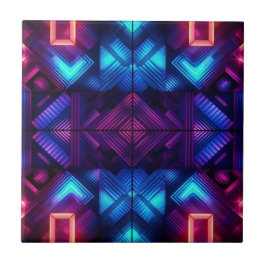 Azulejo Cerámico Geométrico Azul Enlazado Rosa