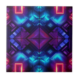 Azulejo Cerámico Geométrico Azul Vinculado a Rosa