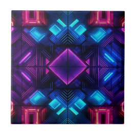 Azulejo Cerámico Geométrico Azul Vinculado a Rosa