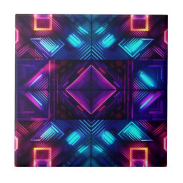 Azulejo Cerámico Geométrico Azul Vinculado a Rosa