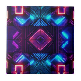 Azulejo Cerámico Geométrico Azul Vinculado a Rosa