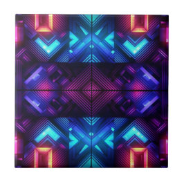 Azulejo Cerámico Geométrico Azul Vinculado a Rosa