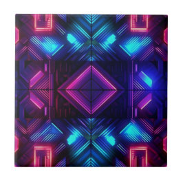Azulejo Cerámico Geométrico Azul Vinculado a Rosa