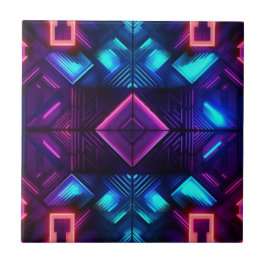 Azulejo Cerámico Geométrico Azul Vinculado a Rosa