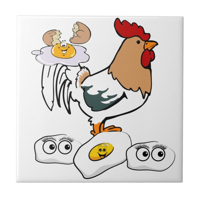 Azulejo Cerámico Huevos Blancos de Gallina (Frente)