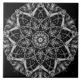 Azulejo Cerámico Mandala Blanco y Negro