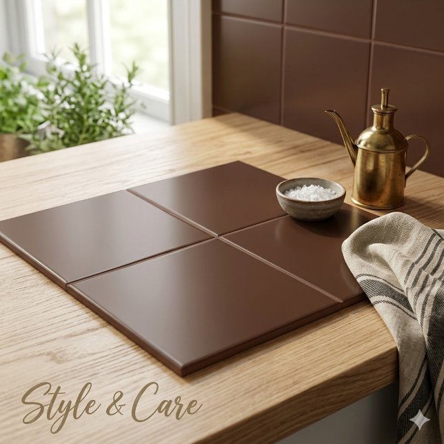 Azulejo Cerámico Marrón Sólido Cuadrado de 6 Pulga (Solid Brown Ceramic Tile 6 Inch Square)