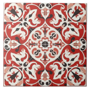 Azulejo Cerámico Mediterráneo Rojo y Negro