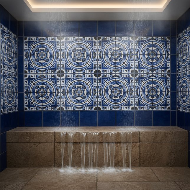 Azulejo Cerámico Modernista Suizo Rojo Geométrico (Subido por el creador)
