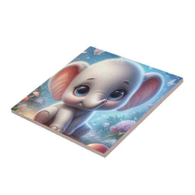 Azulejo Cerámico Moderno Clásico Elefante Blanco B (Lado)