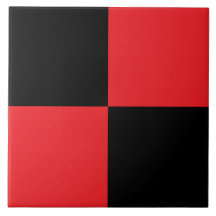 Azulejo Cerámico Moderno de Cuadros Negros y Rojos