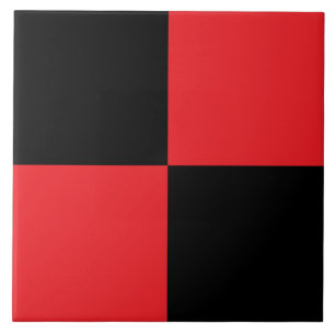 Azulejo Cerámico Moderno de Cuadros Negros y Rojos