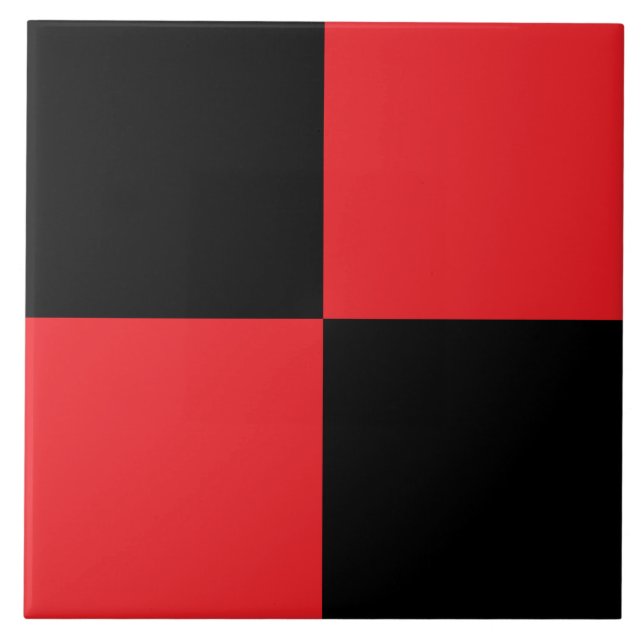 Azulejo Cerámico Moderno de Cuadros Negros y Rojos (Frente)