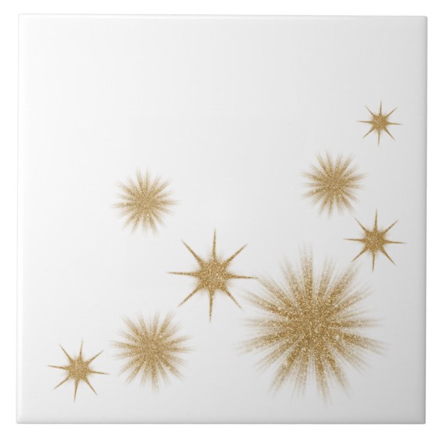 Azulejo Cerámico Moderno Gold Starburst (Frente)