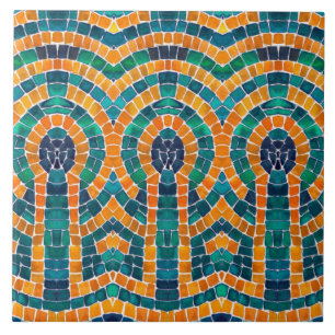 AZULEJO CERÁMICO MOSAICO ICONOS DORADOS 6x6