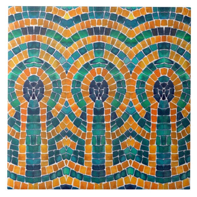 AZULEJO CERÁMICO MOSAICO ICONOS DORADOS 6x6 (Frente)