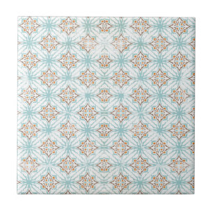 Azulejo Cerámico Naranja Beige Azul Blanco