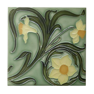 Azulejo Cerámico - Narcisos Art Nouveau