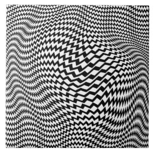 Azulejo Cerámico Negro Blanco Arte Op Art Hipnótic