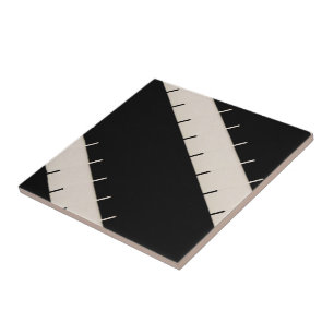 Azulejo Cerámico Negro y Beige a Rayas